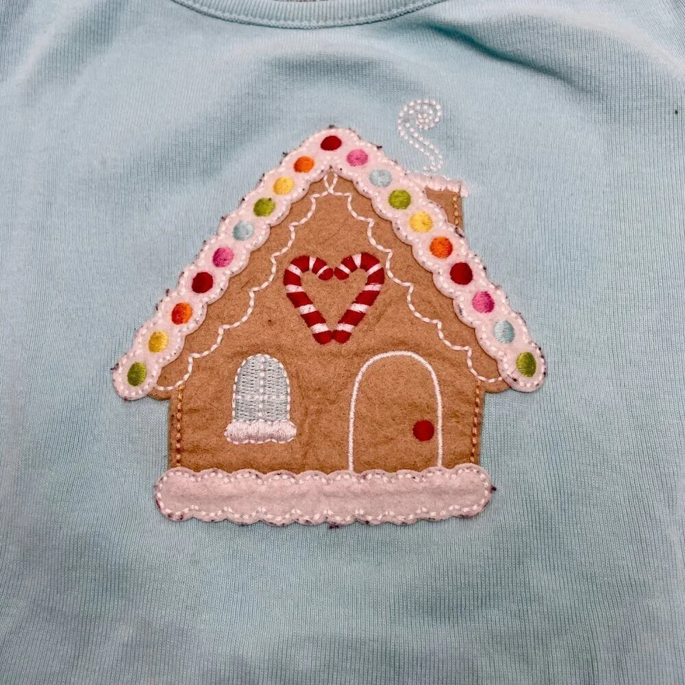 Y2K Gymboree 18-24 month Gingerbread house Blue long sleeve t-shirt